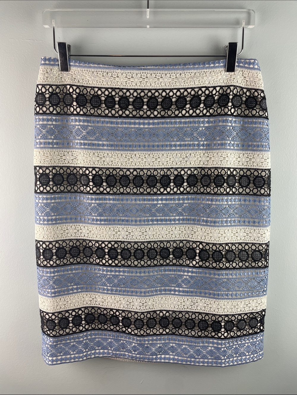 Talbots Striped Lace Pencil Skirt Size 8
